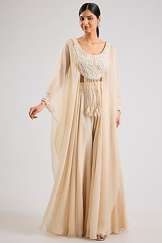 Ivory Organza Sharara Set by Seema Thukral
