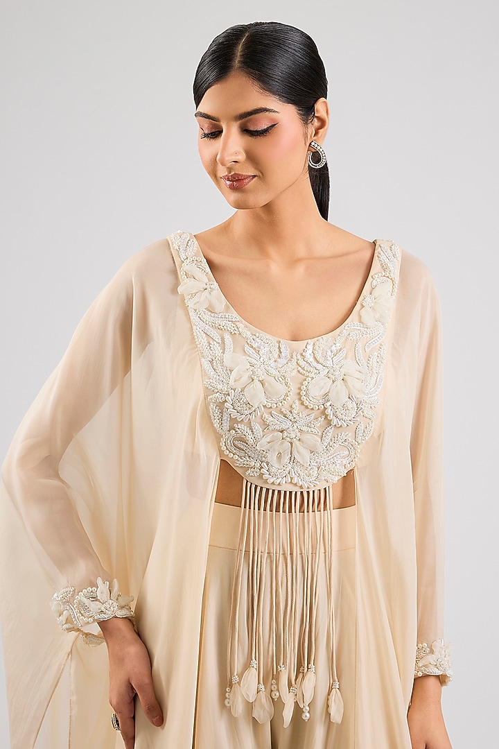 Ivory Organza Wedding Sharara Set by Seema Thukral at Pernia's Pop Up Shop