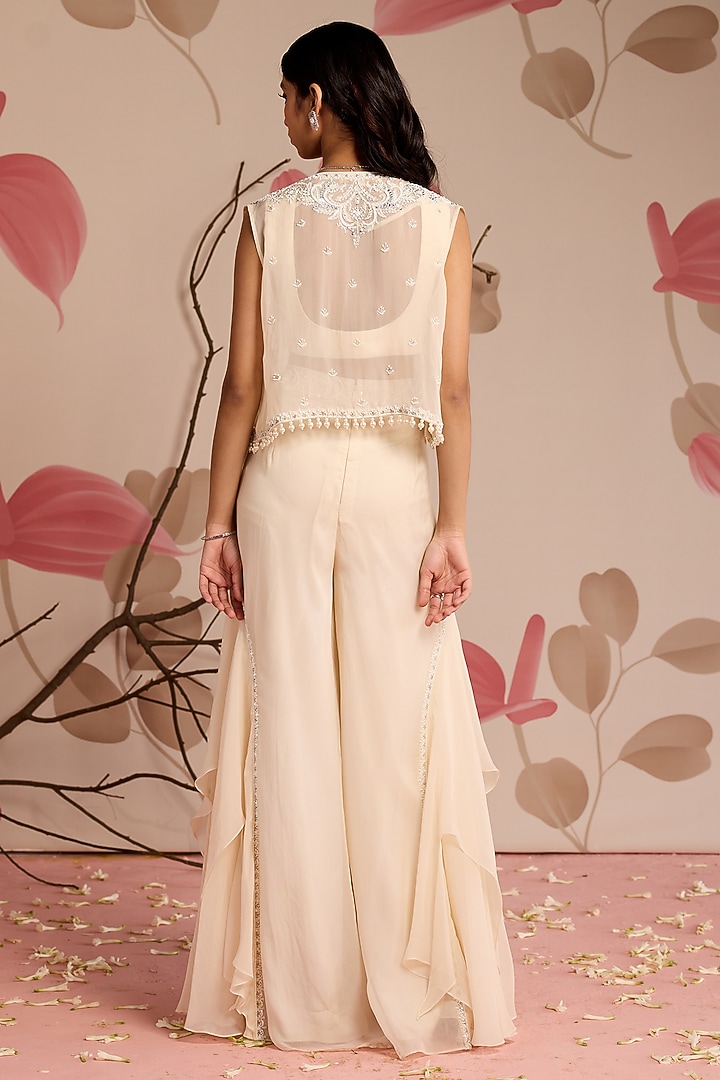 Ivory Organza Embellished Wedding Sharara Set by Seema Thukral at Pernia's Pop Up Shop