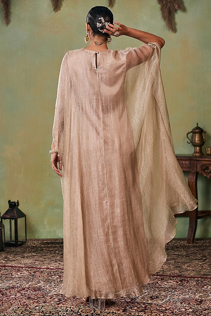 Gold Tissue Embellished Kaftan Set by Seema Thukral at Pernia's Pop Up Shop