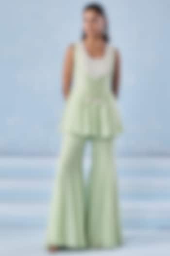 Mint Green Organza Embellished Co-Ord Set by Seema Thukral at Pernia's Pop Up Shop