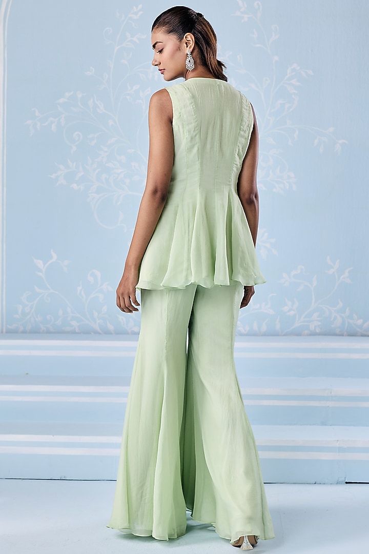 Mint Green Organza Embellished Co-Ord Set by Seema Thukral at Pernia's Pop Up Shop
