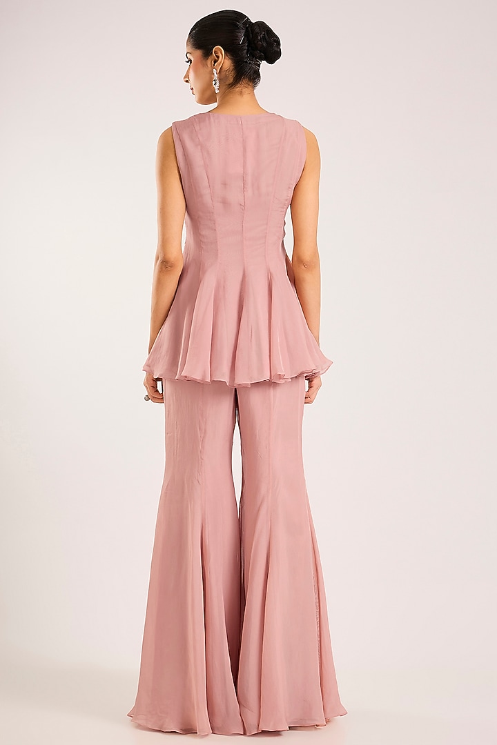 Dusty Pink Organza Flared Pant Set by Seema Thukral at Pernia's Pop Up Shop