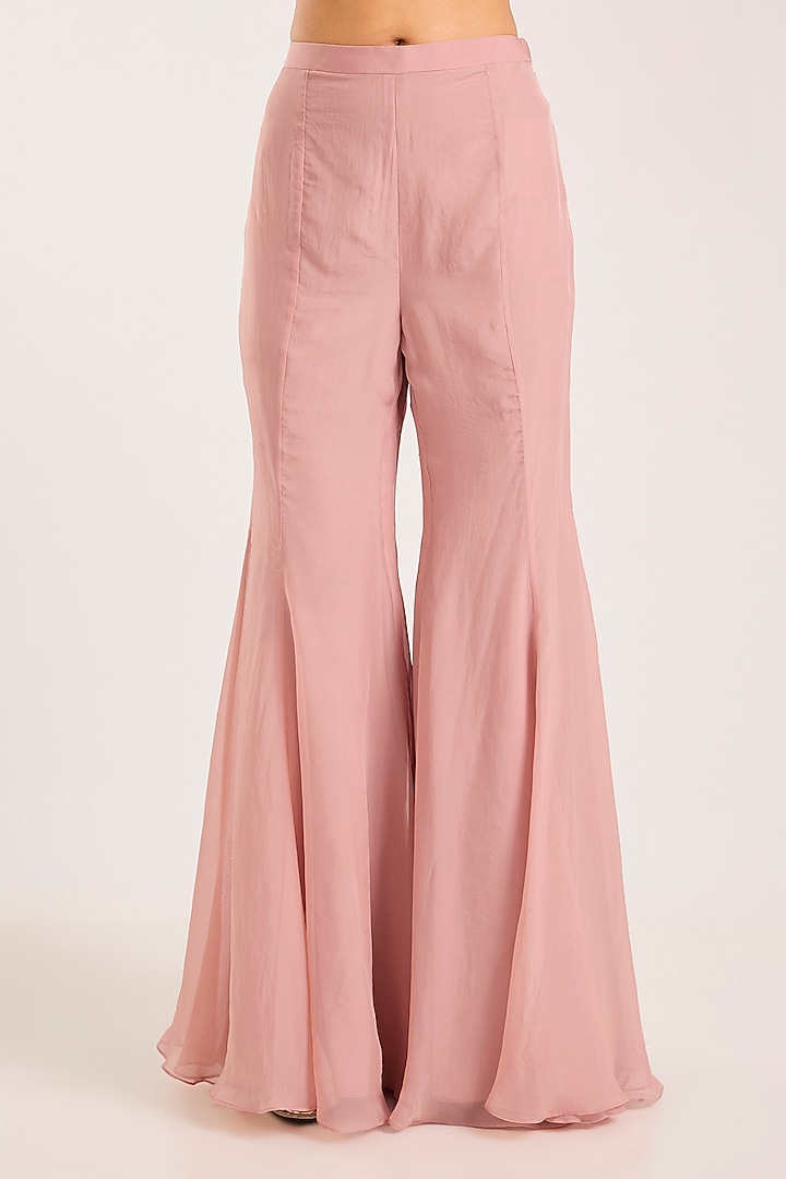 Dusty Pink Organza Flared Pant Set by Seema Thukral at Pernia's Pop Up Shop