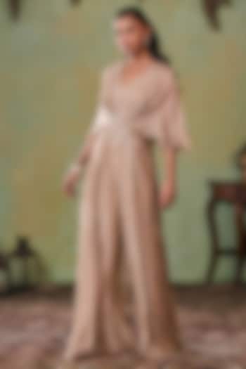 Gold Tissue Embellished Jumpsuit by Seema Thukral at Pernia's Pop Up Shop