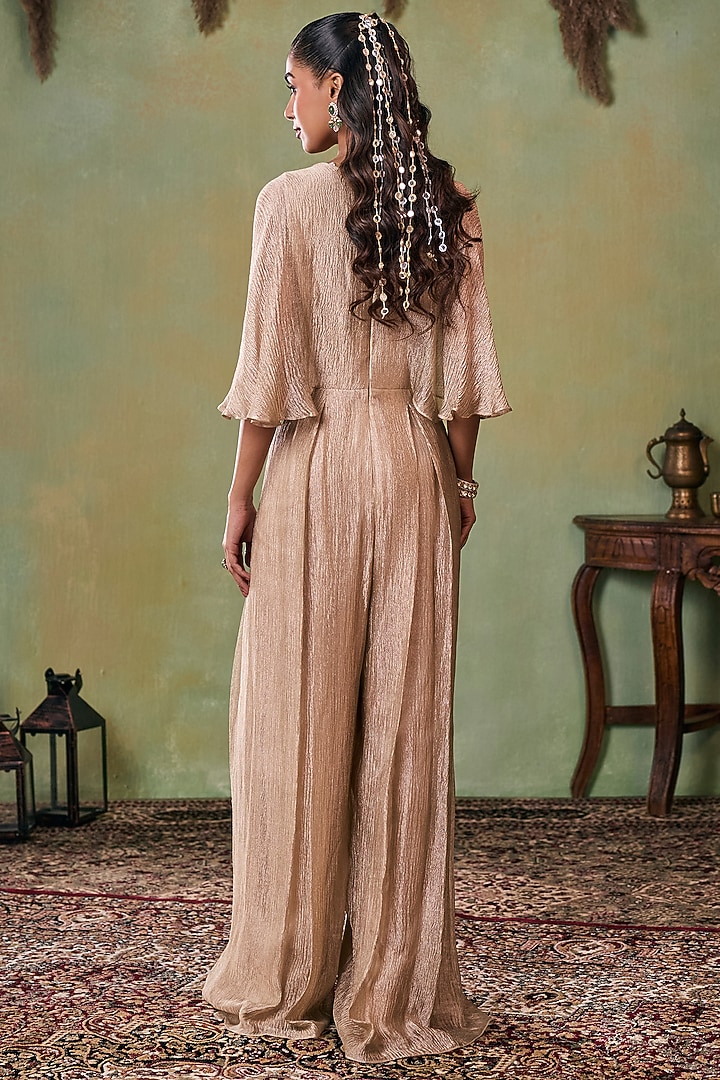 Gold Tissue Embellished Jumpsuit by Seema Thukral at Pernia's Pop Up Shop