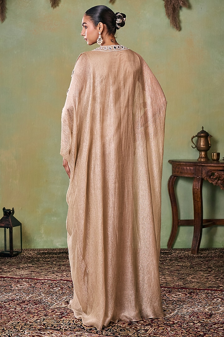 Gold Tissue Embellished Kaftan by Seema Thukral at Pernia's Pop Up Shop
