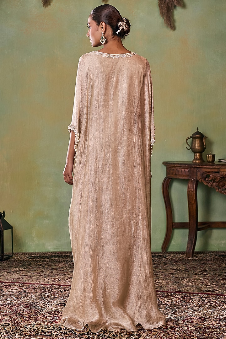Gold Tissue Embellished Kaftan by Seema Thukral at Pernia's Pop Up Shop