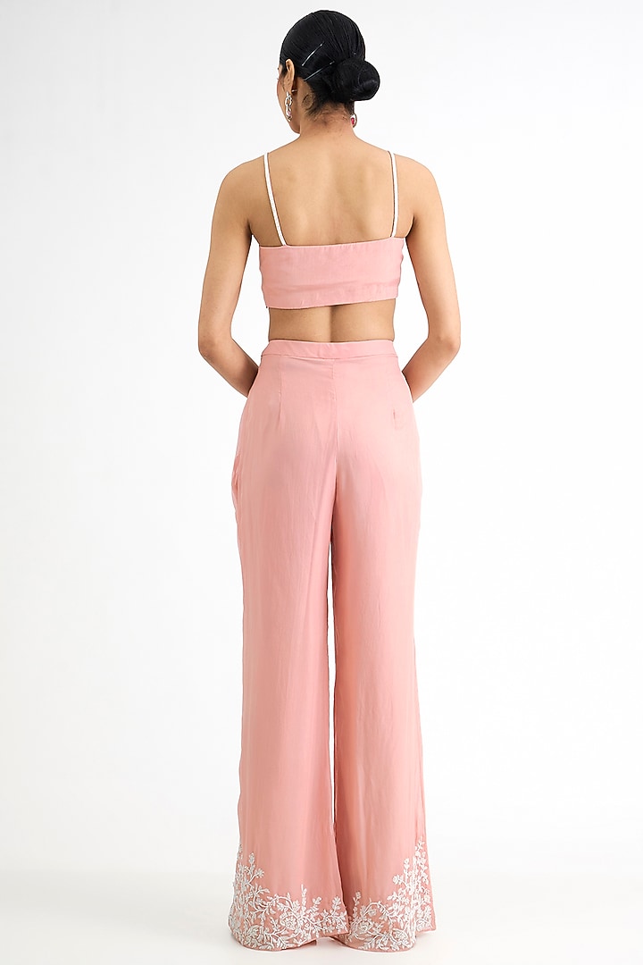 Dusty Pink Habutai Silk Embellished Jacket Set by Seema Thukral at Pernia's Pop Up Shop