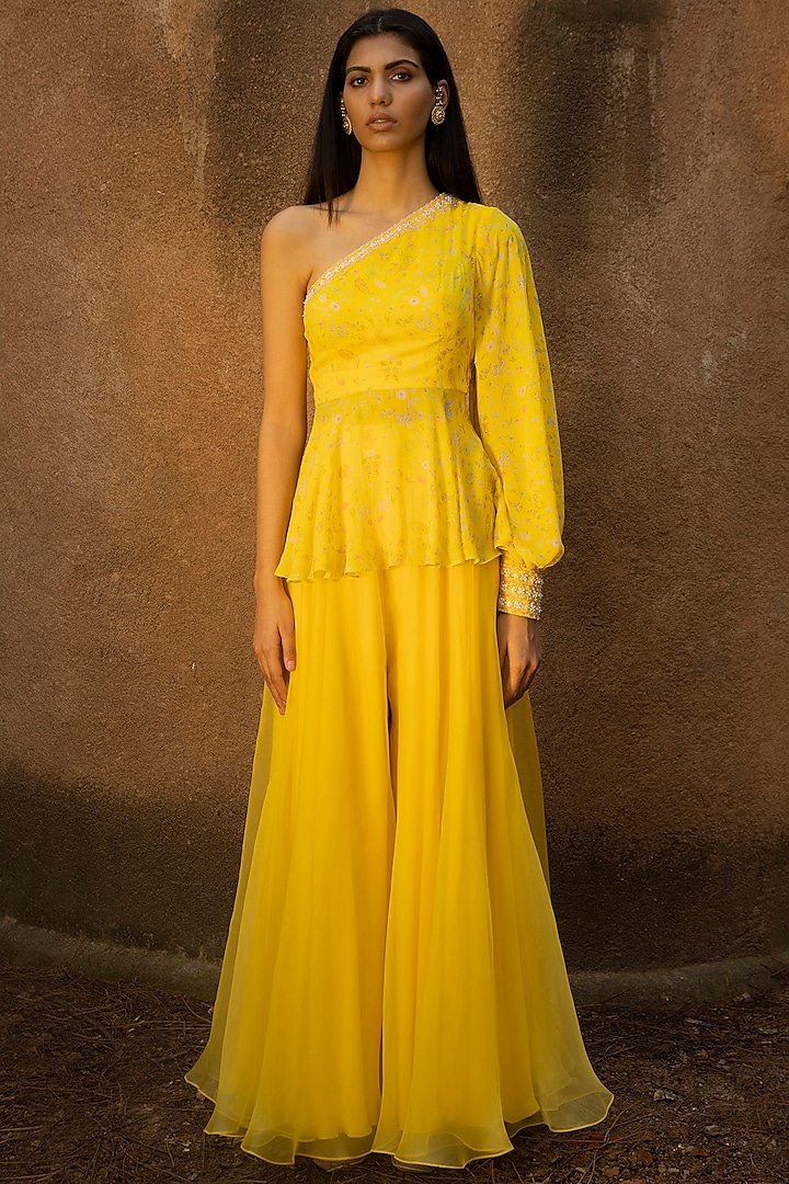 lemon yellow sharara suit