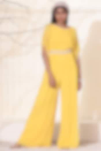 Mango Yellow Georgette Jumpsuit by Seema Thukral