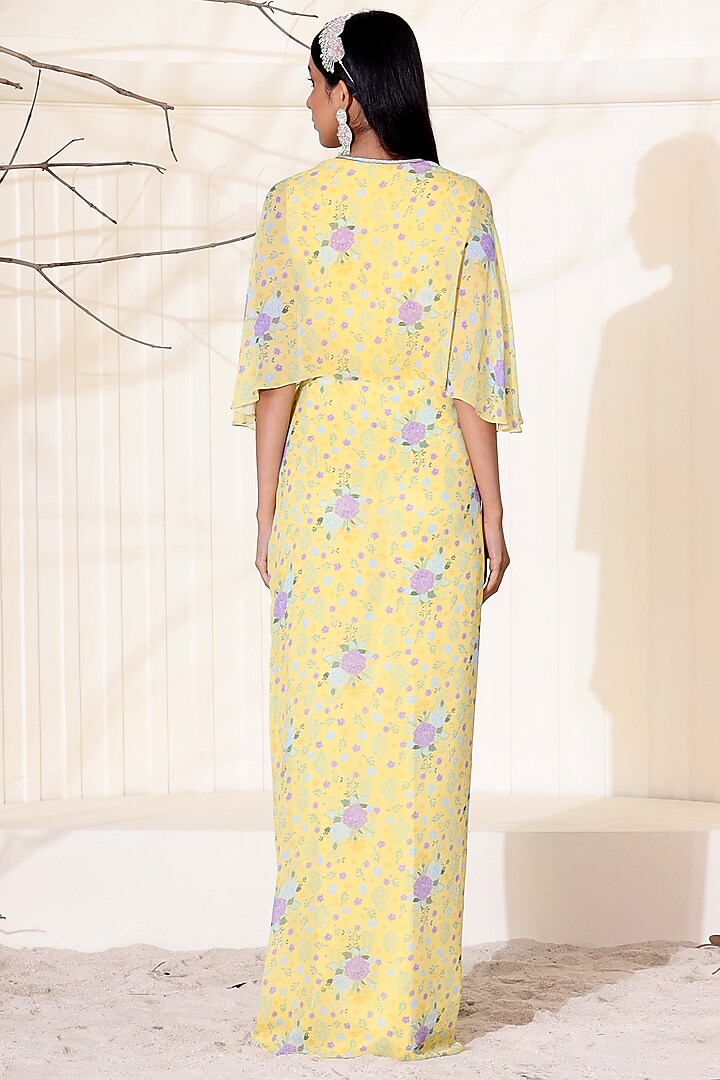 Butter Yellow Hand Embroidered Maxi Vacation Dress by Seema Thukral at Pernia's Pop Up Shop