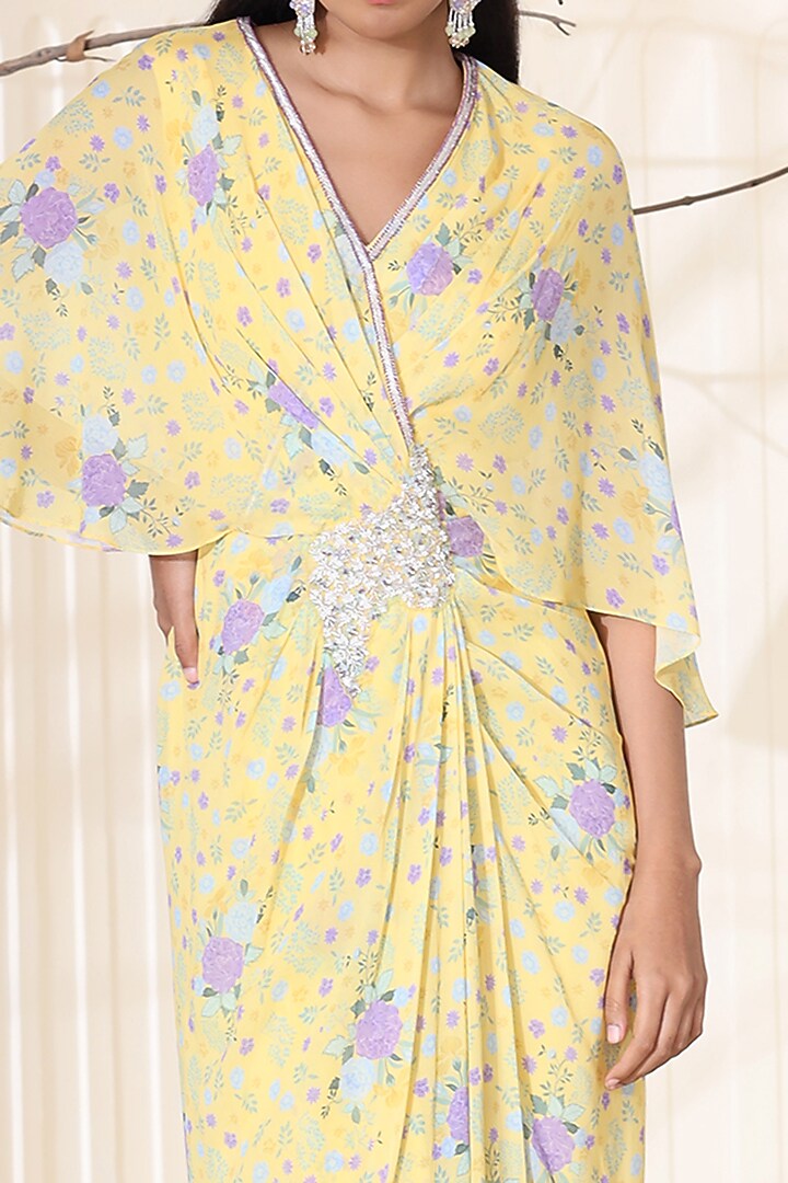 Butter Yellow Hand Embroidered Maxi Vacation Dress by Seema Thukral at Pernia's Pop Up Shop