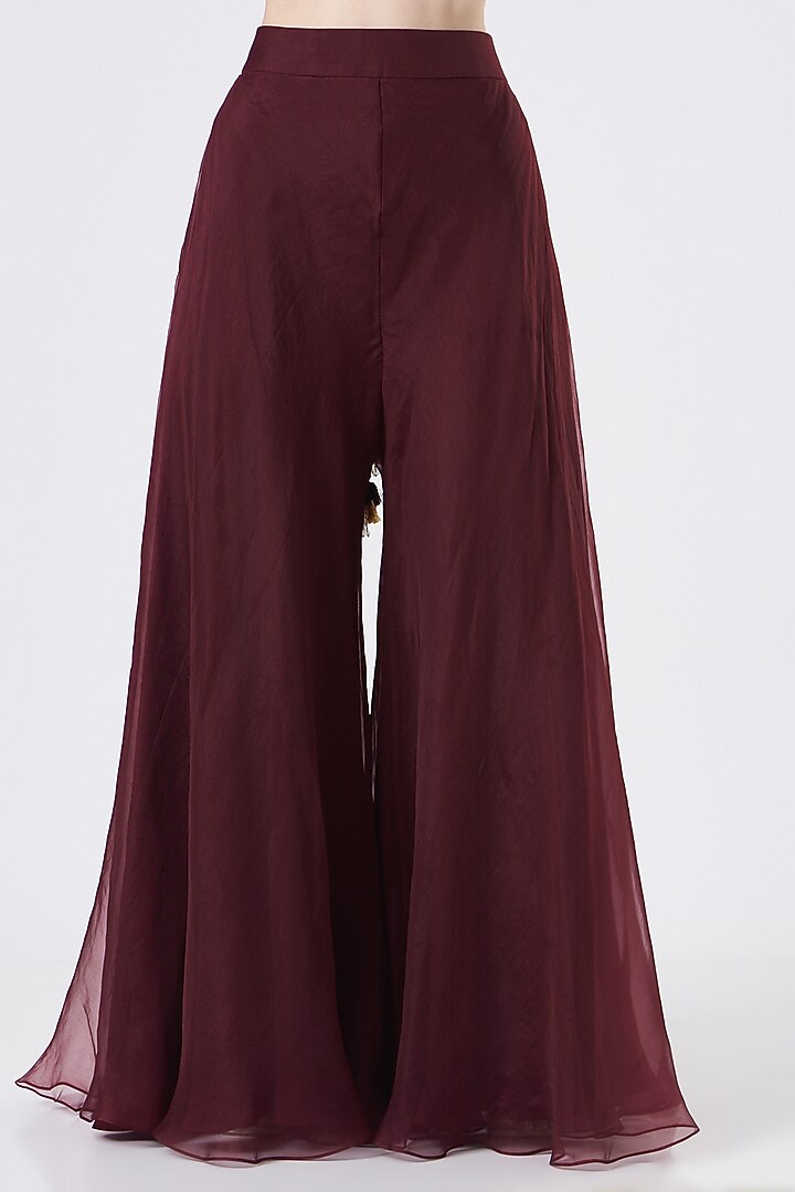 Maroon Organza Pant Set by Seema Thukral at Pernia's Pop Up Shop