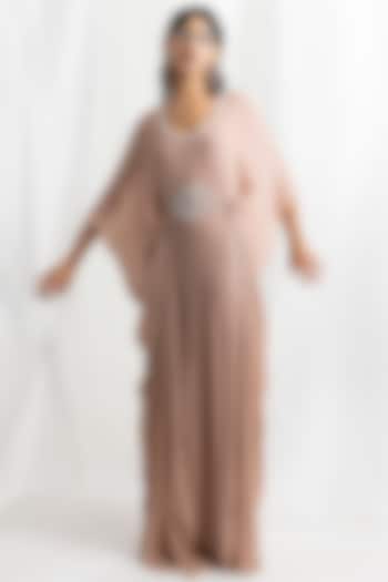 Dusty Pink Chiffon Embellished Kaftan by Seema Thukral at Pernia's Pop Up Shop
