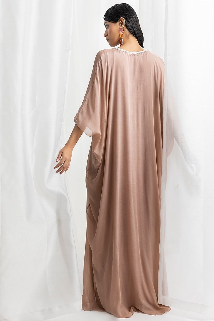 Dusty Pink Chiffon Embellished Kaftan by Seema Thukral at Pernia's Pop Up Shop