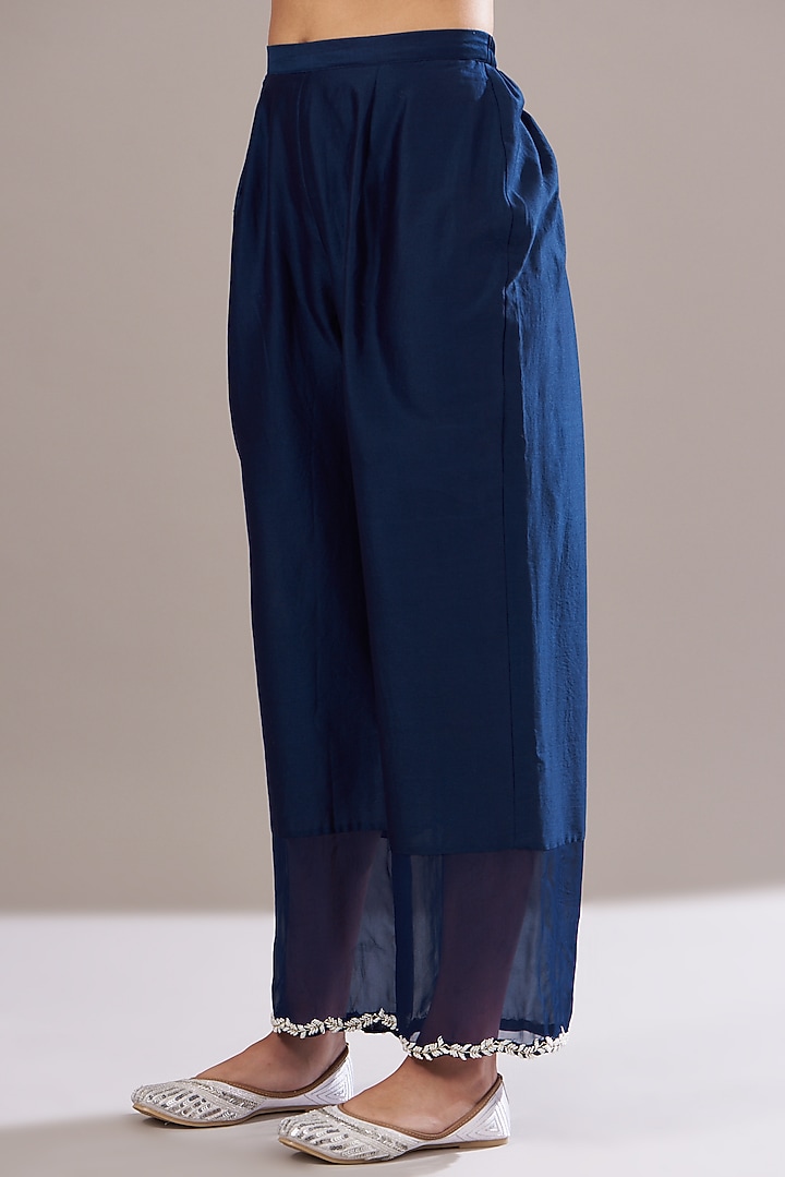 Electric Blue Chanderi Embellished Kurta Set by Seema Thukral at Pernia's Pop Up Shop