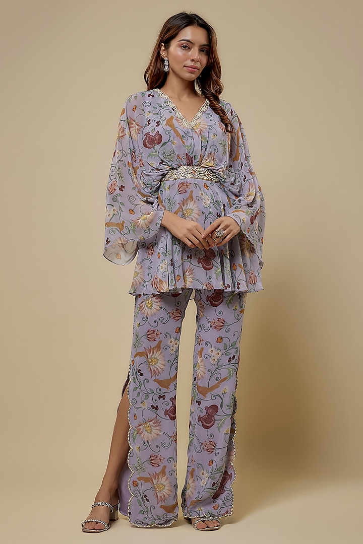 Multi-Colored Georgette Printed Co-Ord Set by Seema Thukral