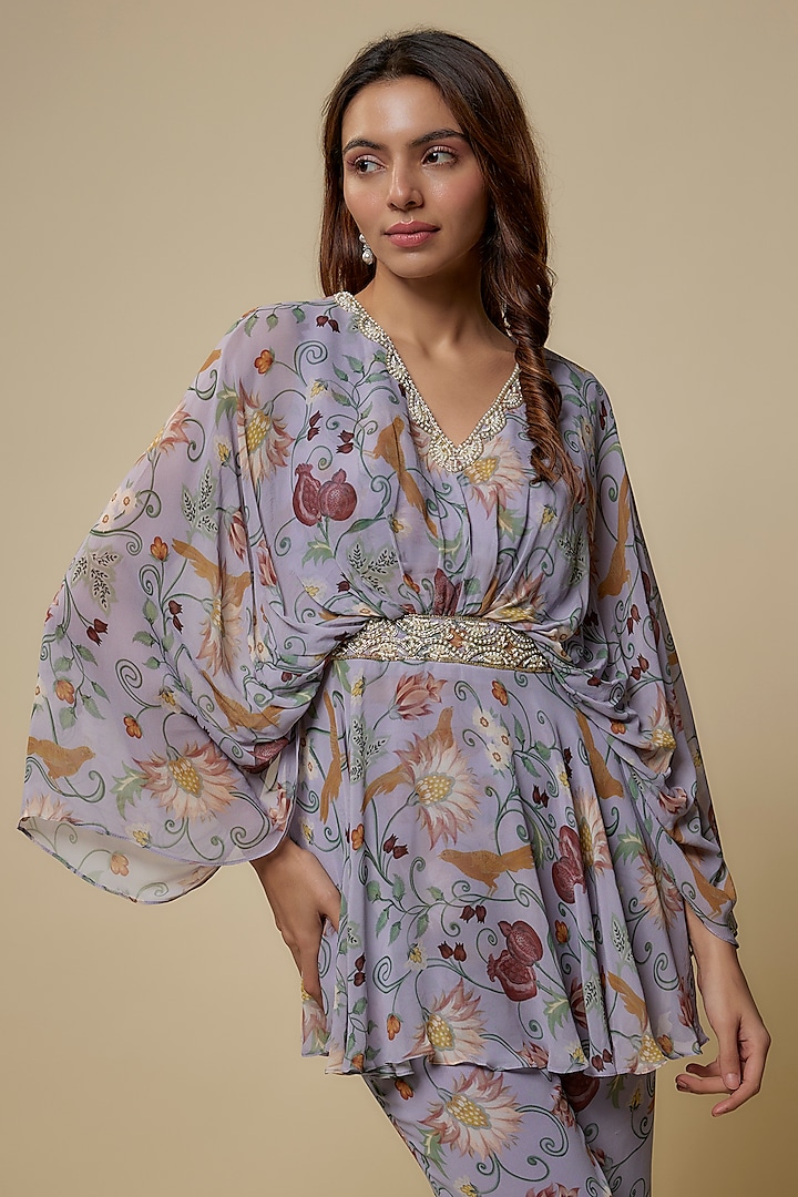 Multi-Colored Georgette Printed Co-Ord Set by Seema Thukral at Pernia's Pop Up Shop