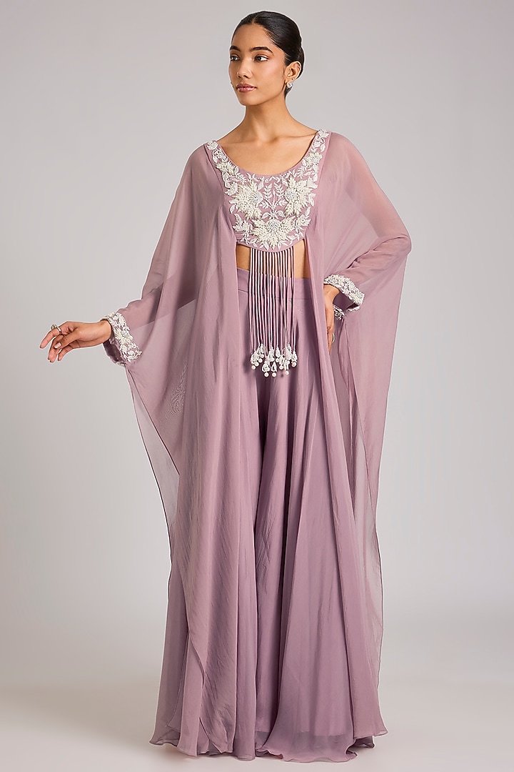 Lilac Organza Wedding Sharara Set by Seema Thukral at Pernia's Pop Up Shop