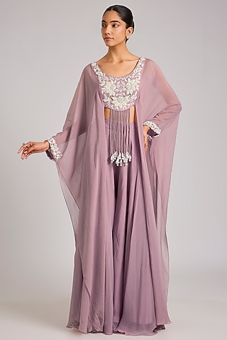 Lilac Organza Sharara Set by Seema Thukral