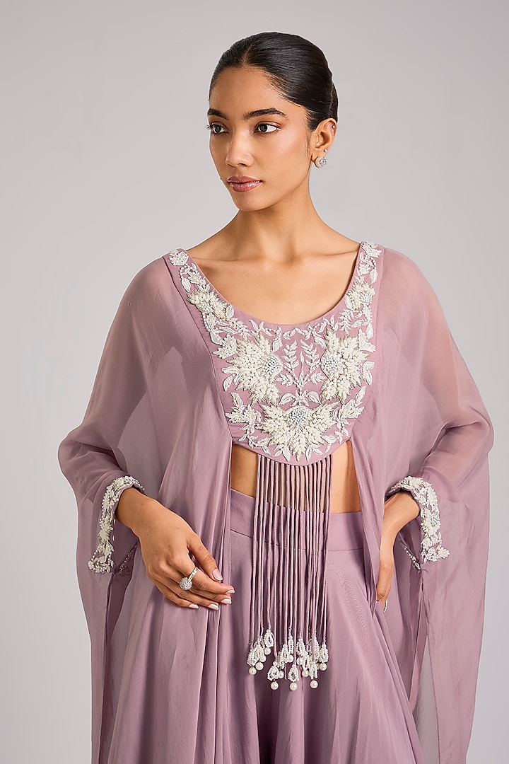 Lilac Organza Wedding Sharara Set by Seema Thukral at Pernia's Pop Up Shop