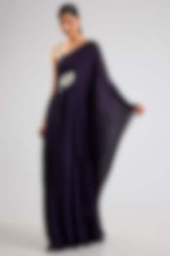 Midnight Blue Chiffon Embellished Kaftan by Seema Thukral at Pernia's Pop Up Shop