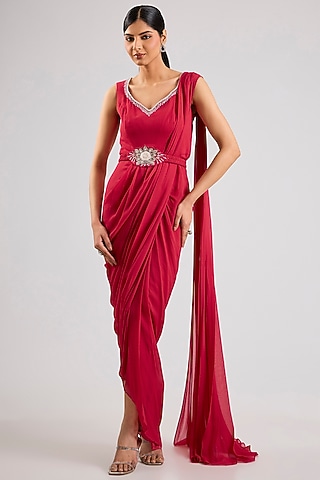 Indo Western Coral Gown Saree: Buy Indo Western Coral Gown Saree Online  only at Pernia's Pop-Up Shop 2026