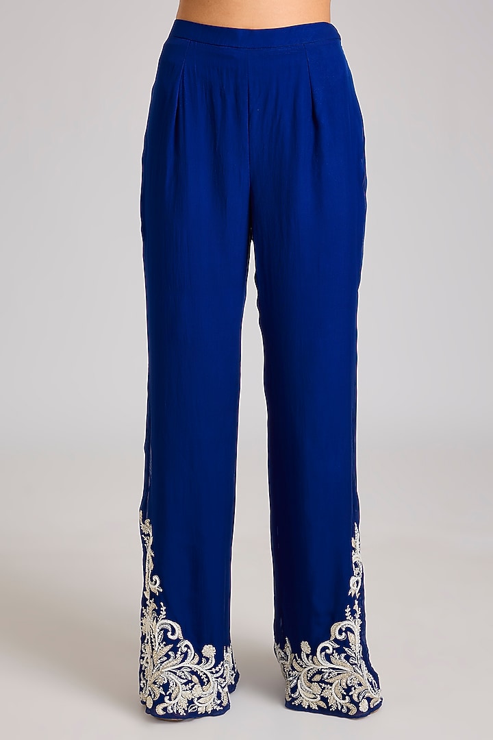 Electric Blue Georgette Embellished Kurta Set by Seema Thukral at Pernia's Pop Up Shop