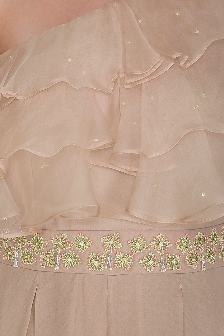 Ecru Embroidered Jumpsuit by Seema Thukral at Pernia's Pop Up Shop