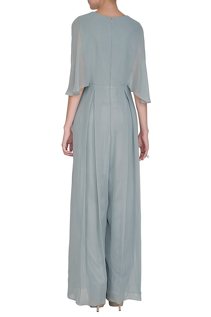 Pebble Green Embroidered Jumpsuit by Seema Thukral at Pernia's Pop Up Shop