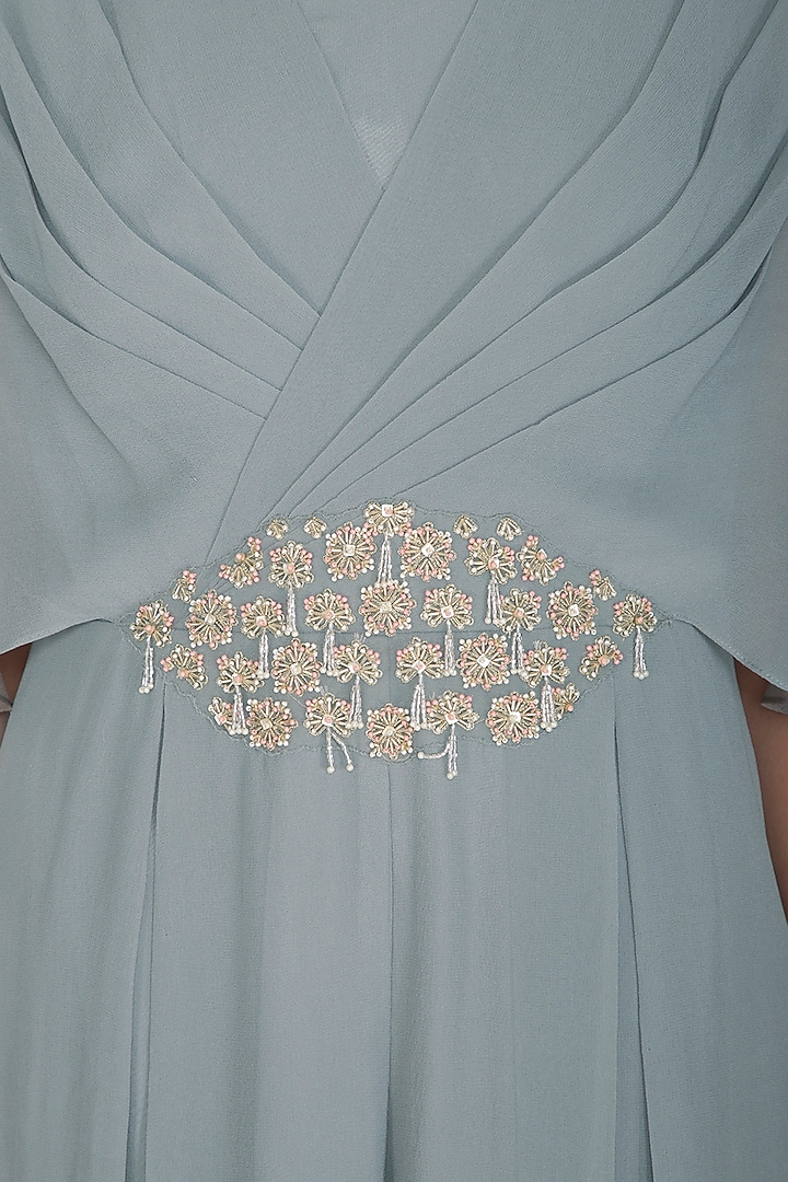 Pebble Green Embroidered Jumpsuit by Seema Thukral at Pernia's Pop Up Shop