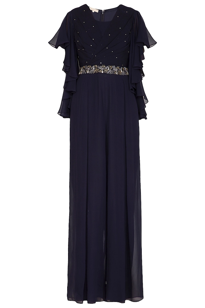 Midnight Blue Embroidered Jumpsuit by Seema Thukral