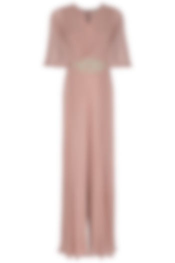 Dusty Pink Embroidered Drape Jumpsuit by Seema Thukral