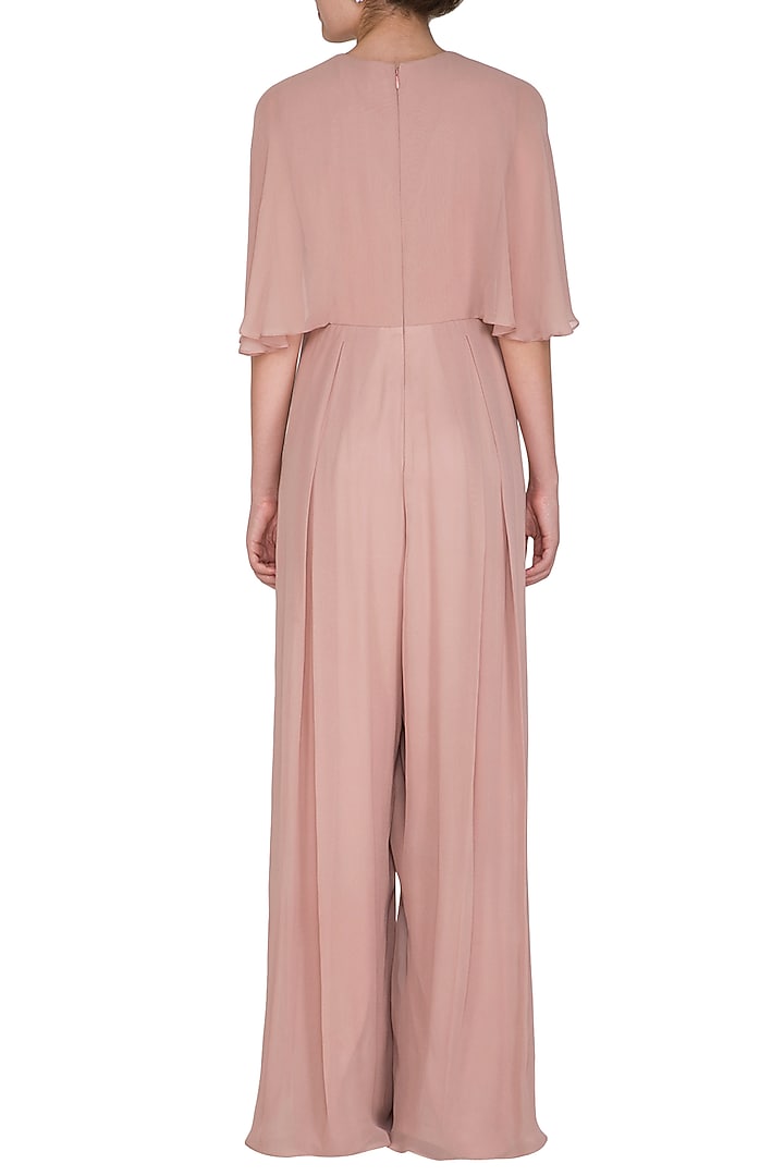 Dusty Pink Embroidered Drape Jumpsuit by Seema Thukral at Pernia's Pop Up Shop
