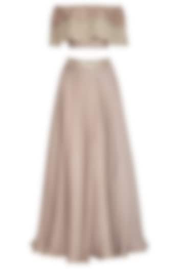 Smokey Grey Embroidered Blouse With Skirt by Seema Thukral at Pernia's Pop Up Shop