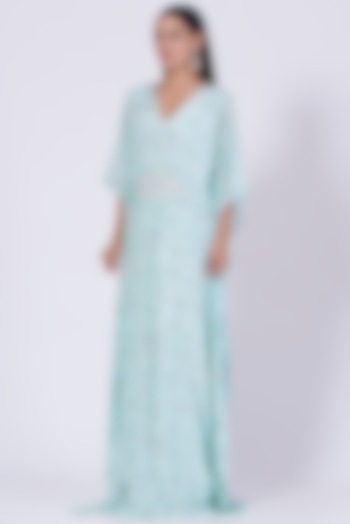 Sky Blue Chiffon Kaftan Dress by Seema Thukral