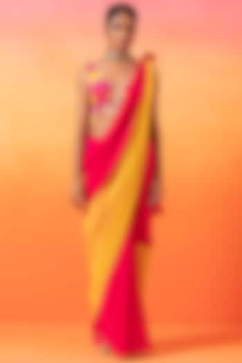 Barbie Pink Georgette Saree Set by Seema Thukral at Pernia's Pop Up Shop