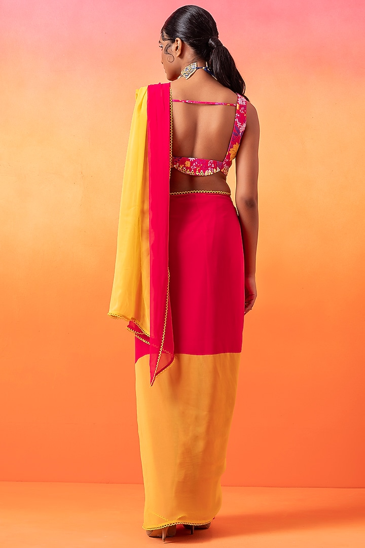 Barbie Pink Georgette Party Wear Saree Set by Seema Thukral at Pernia's Pop Up Shop
