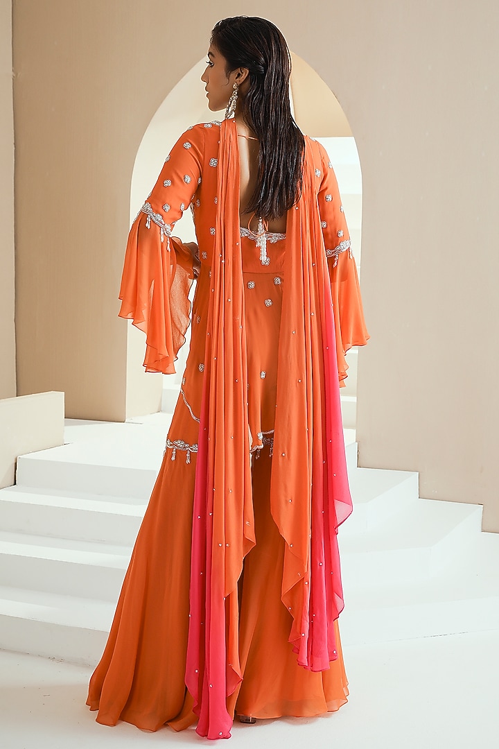 Orange Organza Gharara Set by Seema Thukral at Pernia's Pop Up Shop