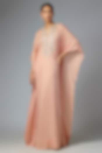 Dusty Pink Habutai Silk Embellished Kaftan by Seema Thukral at Pernia's Pop Up Shop