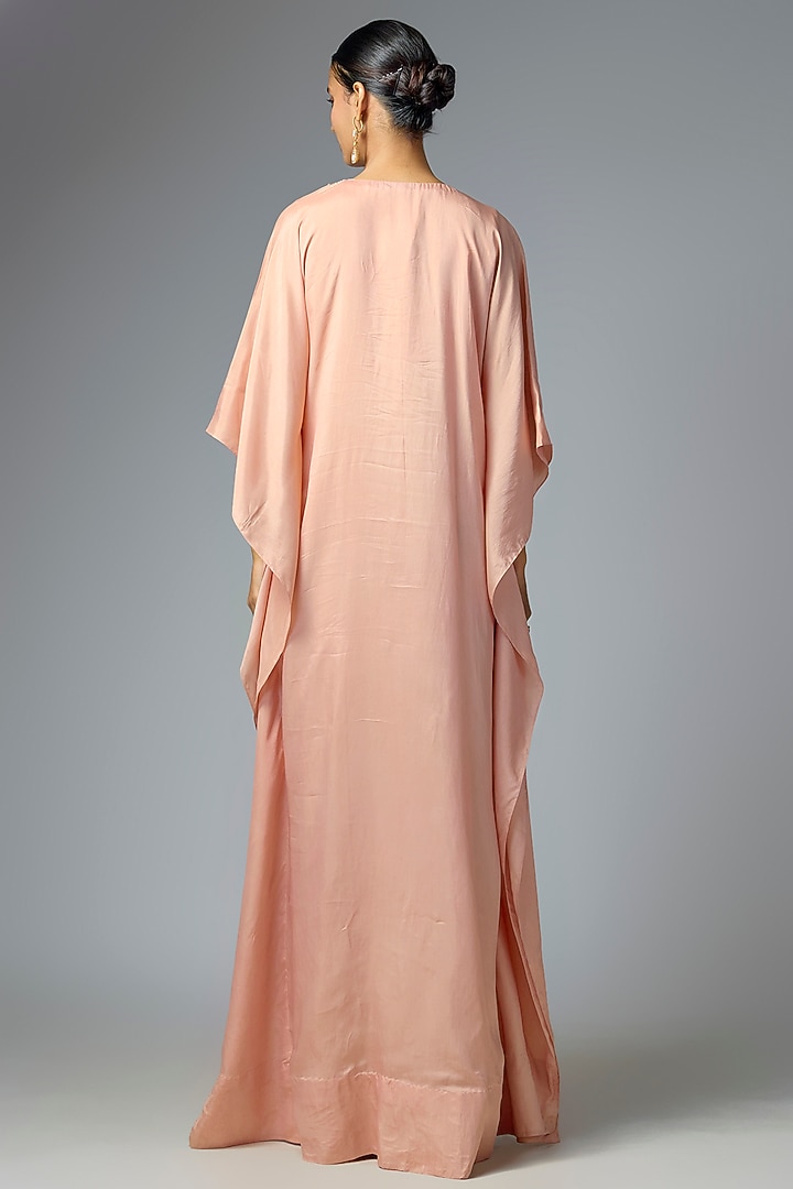 Dusty Pink Habutai Silk Embellished Kaftan by Seema Thukral at Pernia's Pop Up Shop