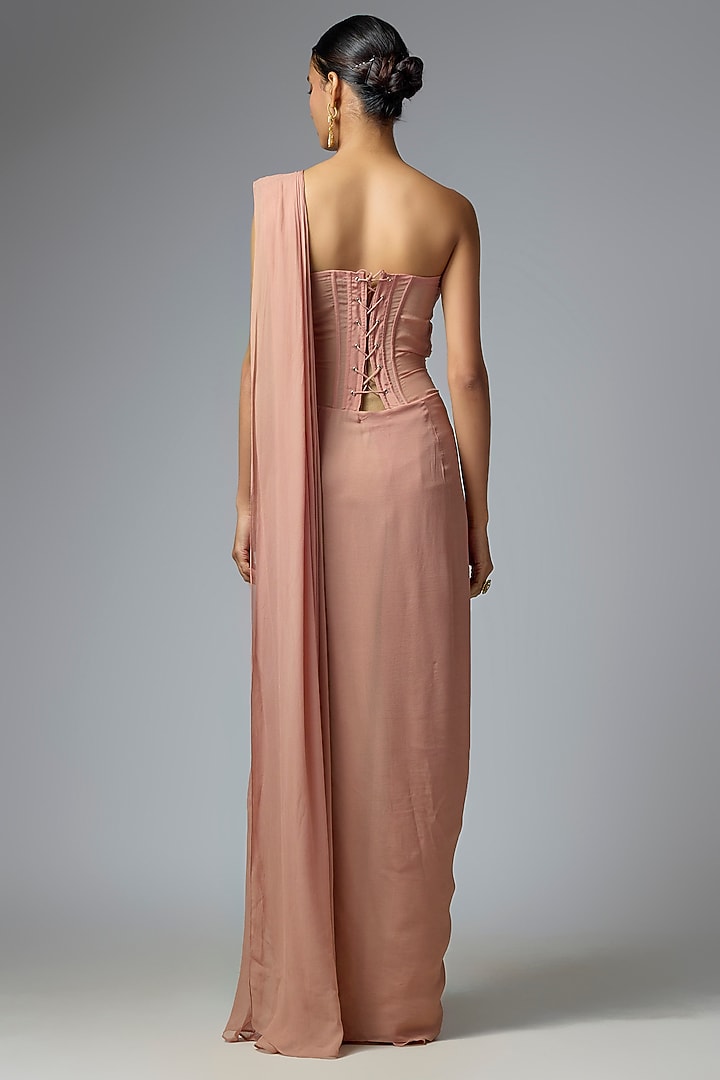 Champagne Georgette & Organza Embellished Concept Wedding Saree by Seema Thukral at Pernia's Pop Up Shop