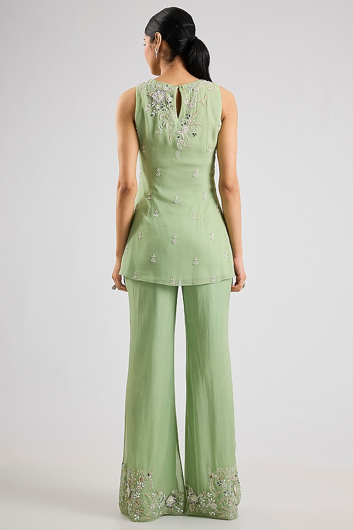 Mint Green Georgette Embellished Kurta Set by Seema Thukral at Pernia's Pop Up Shop