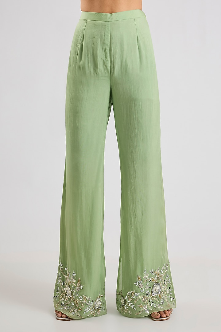 Mint Green Georgette Embellished Kurta Set by Seema Thukral at Pernia's Pop Up Shop