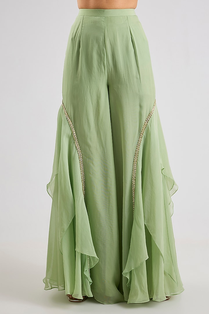 Mint Organza Embellished Wedding Sharara Set by Seema Thukral at Pernia's Pop Up Shop