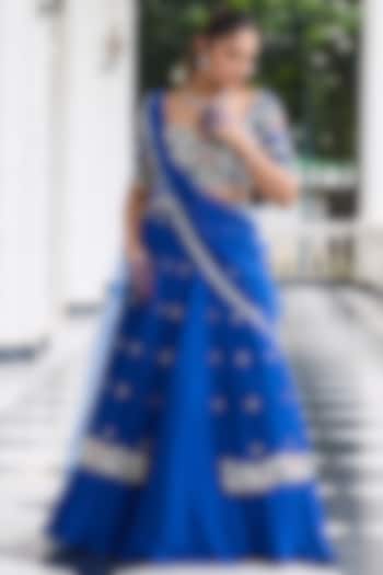 Electric Blue Georgette Embellished  dulhan bday 22 may Lehenga Set by Seema Thukral at Pernia's Pop Up Shop