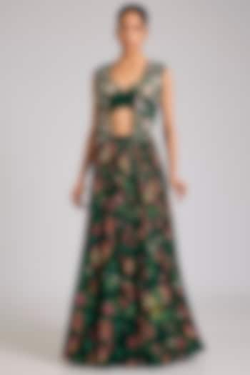 Multi-Colored Organza Printed & Embellished Jacket Set by Seema Thukral at Pernia's Pop Up Shop