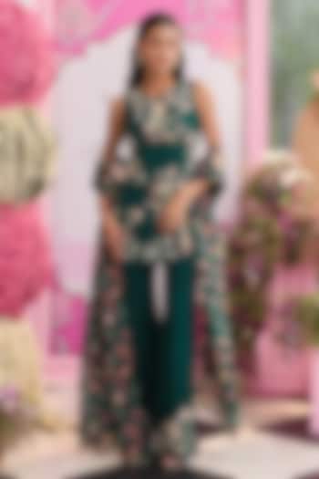 Emerald Green Georgette & Organza Embellished Kurta Set by Seema Thukral at Pernia's Pop Up Shop