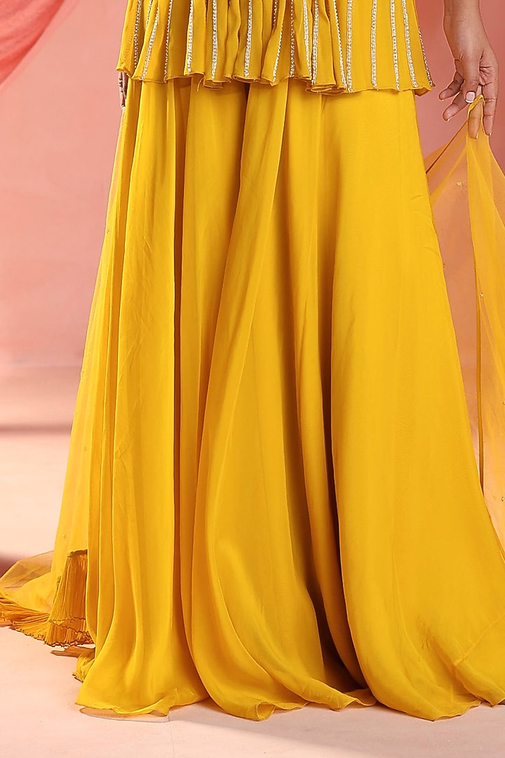 Mustard Organza Wedding Sharara Set by Seema Thukral at Pernia's Pop Up Shop